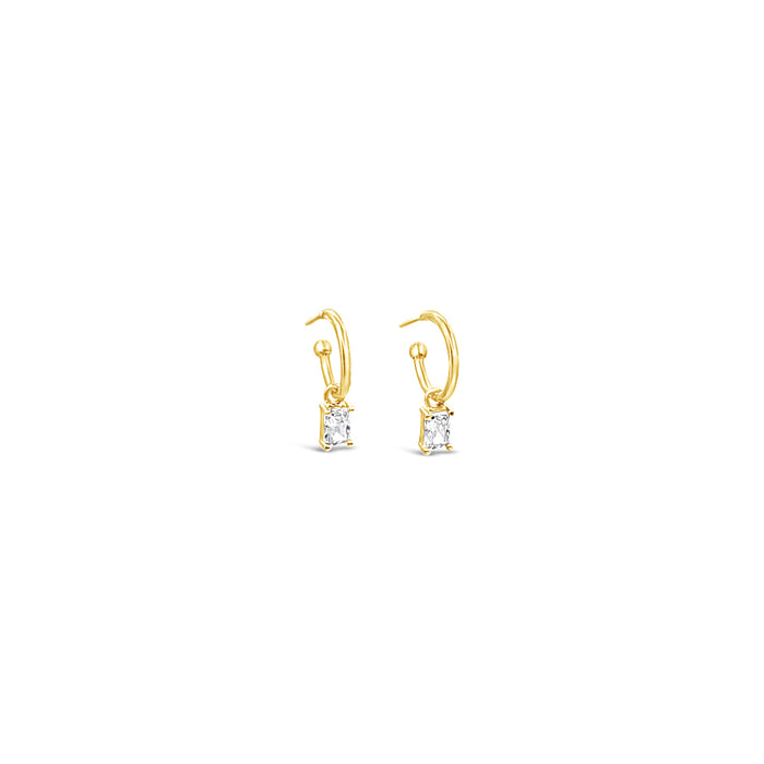 White CZ  10mm Hoop Set -Gold