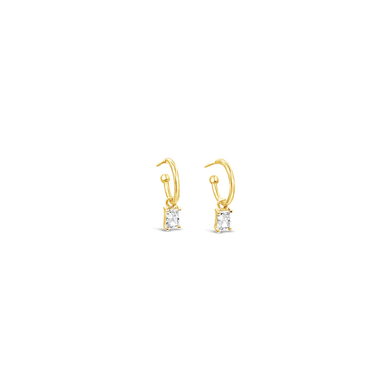 White CZ  10mm Hoop Set -Gold