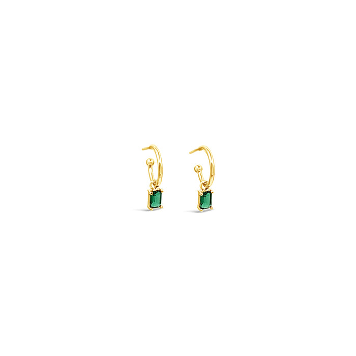 Emerald CZ 10mm Hoop Set-Gold