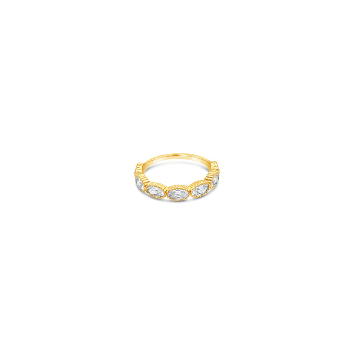 Oval CZ Band Ring