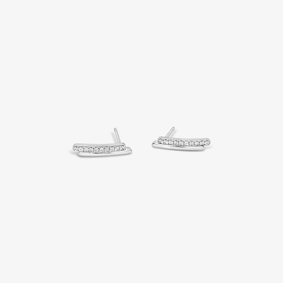 Boucle d'oreille double bâton CZ