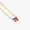 Paperclip Chain with Colored Stone - Pink Sapphire