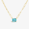 Paperclip Chain with Colored Stone-Blue Topaz