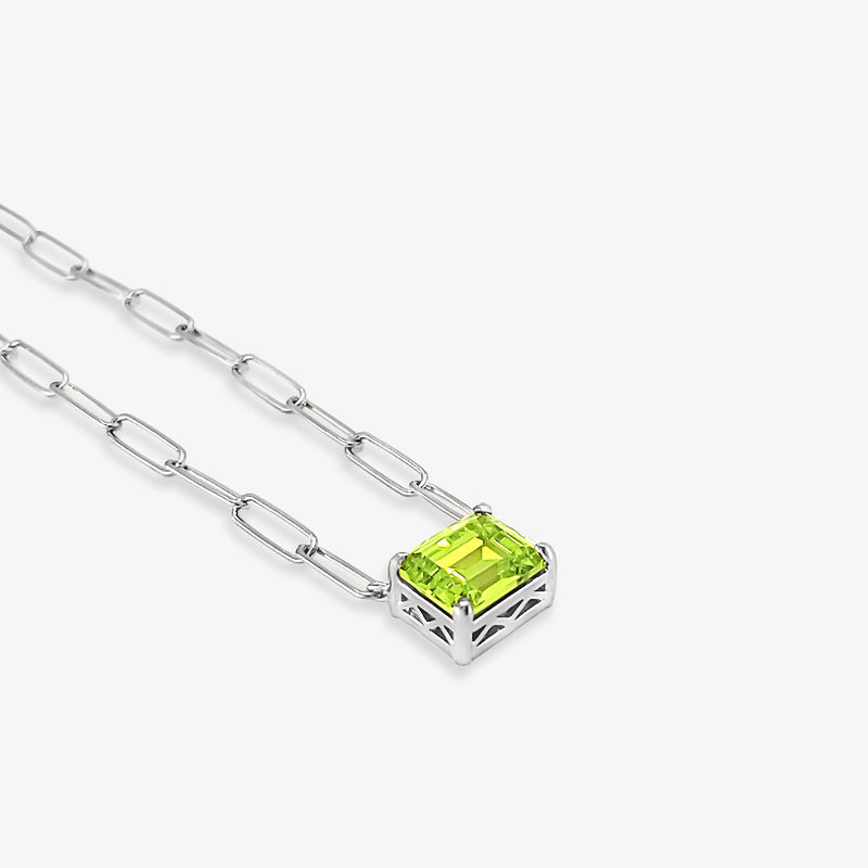 Paperclip Chain with Colored Stone-Apple Green