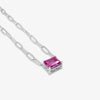 Paperclip Chain with Colored Stone -Pink Shapphire