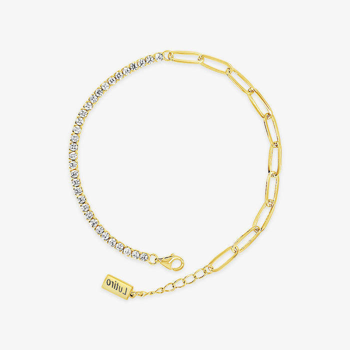 CZ Tennis and Paperclip Chain Bracelet