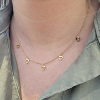 Five Dangling Open Hearts Necklace