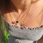 Paperclip Chain with Colored Stone-Emerald