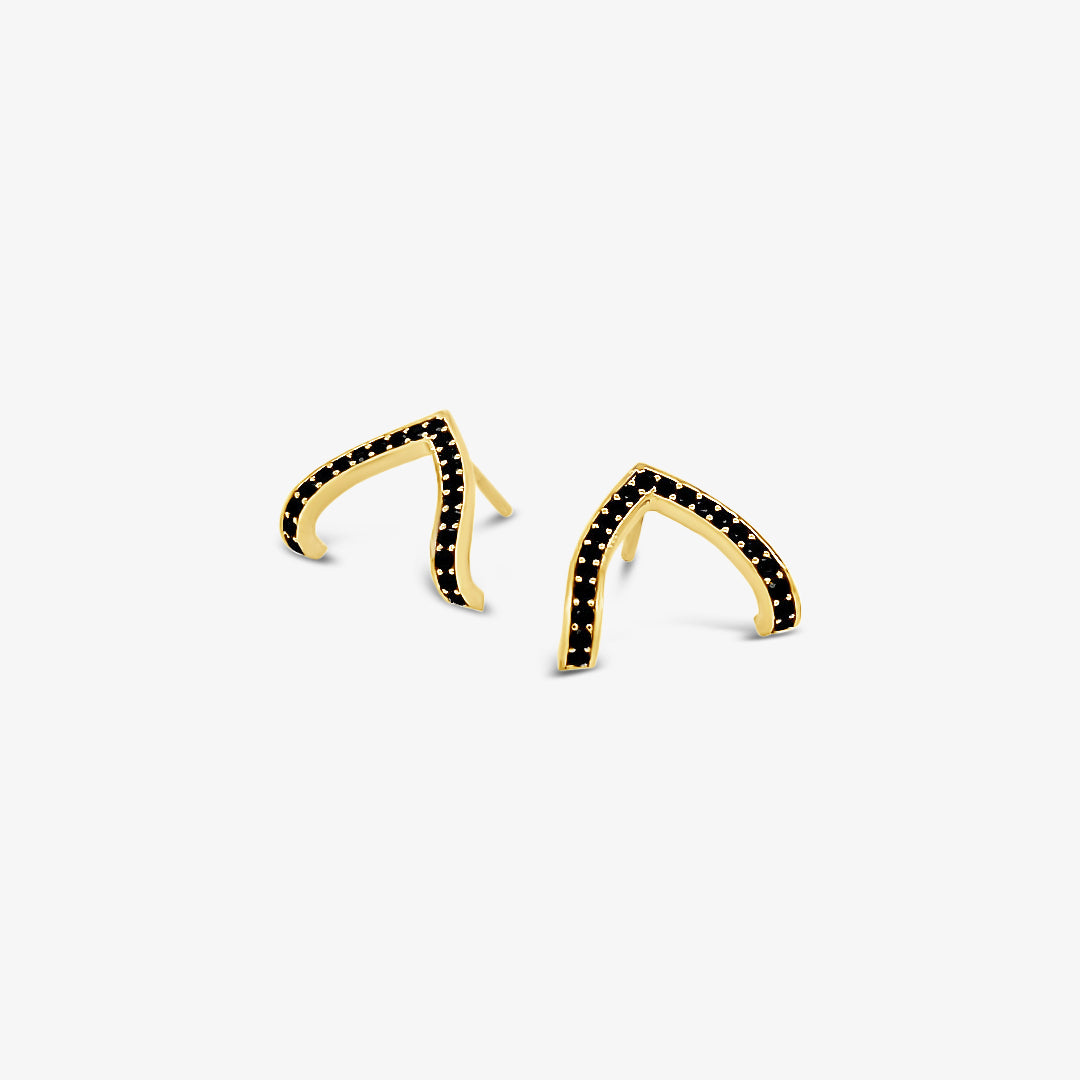 Pave Black CZ WishBone Studs