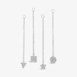 Single Earring Square CZ Charm with Chain