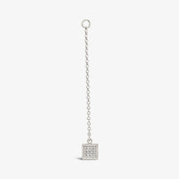 Single Earring Square CZ Charm with Chain