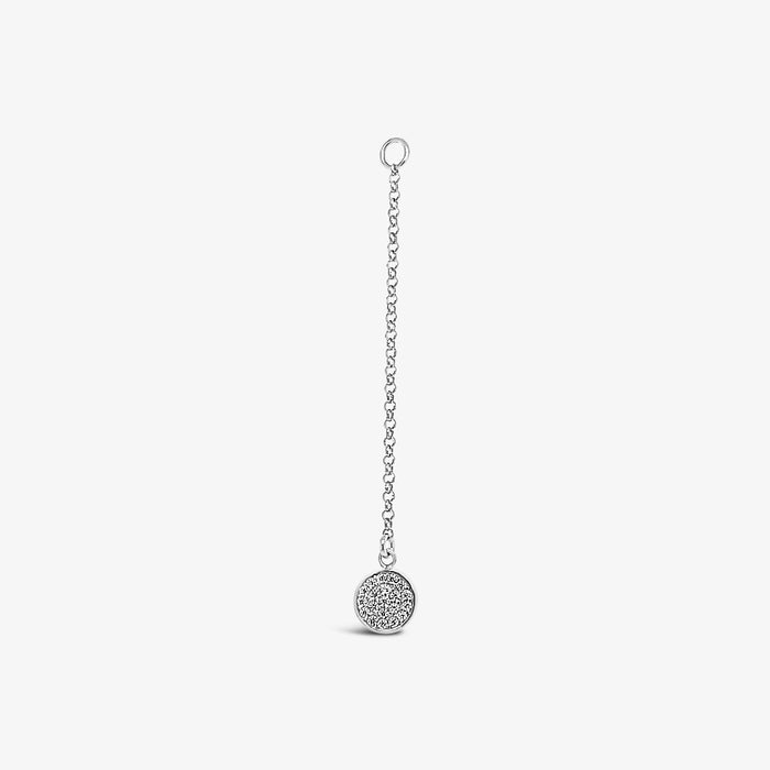 Boucle d'oreille unique breloque ronde CZ avec chaîne