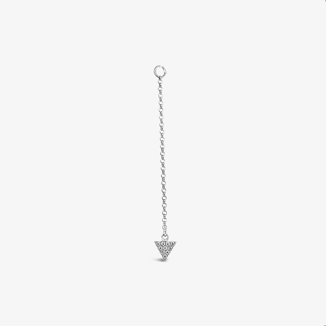 Single Earring Triangle CZ Charm with Chain