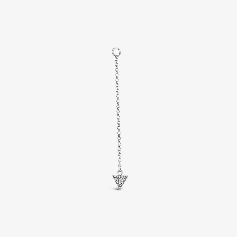 Single Earring Triangle CZ Charm with Chain