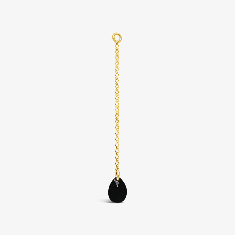 Single Briolette CZ Drop Earring-Black