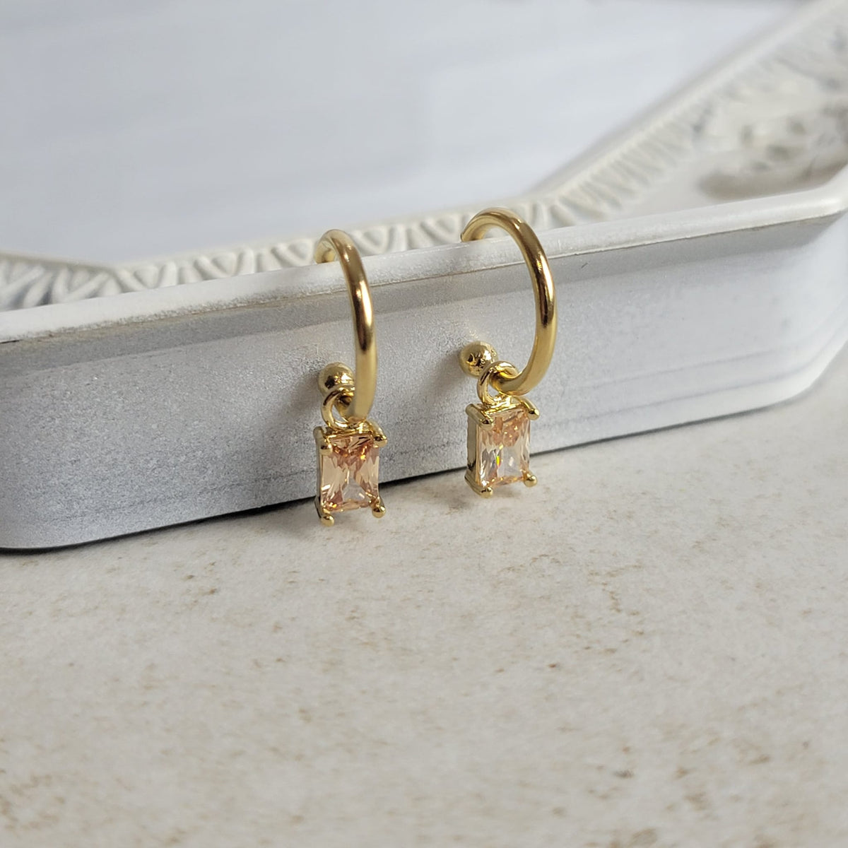 Single Earring Stone Charm-Champagne