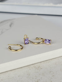 Single Earring Stone Charm-Amethyst