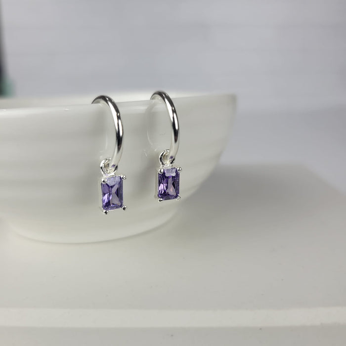 Single Earring Stone Charm-Amethyst