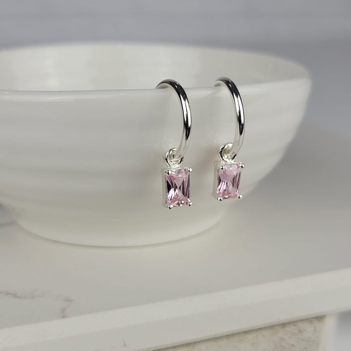 Single Earring Stone Charm-Pink