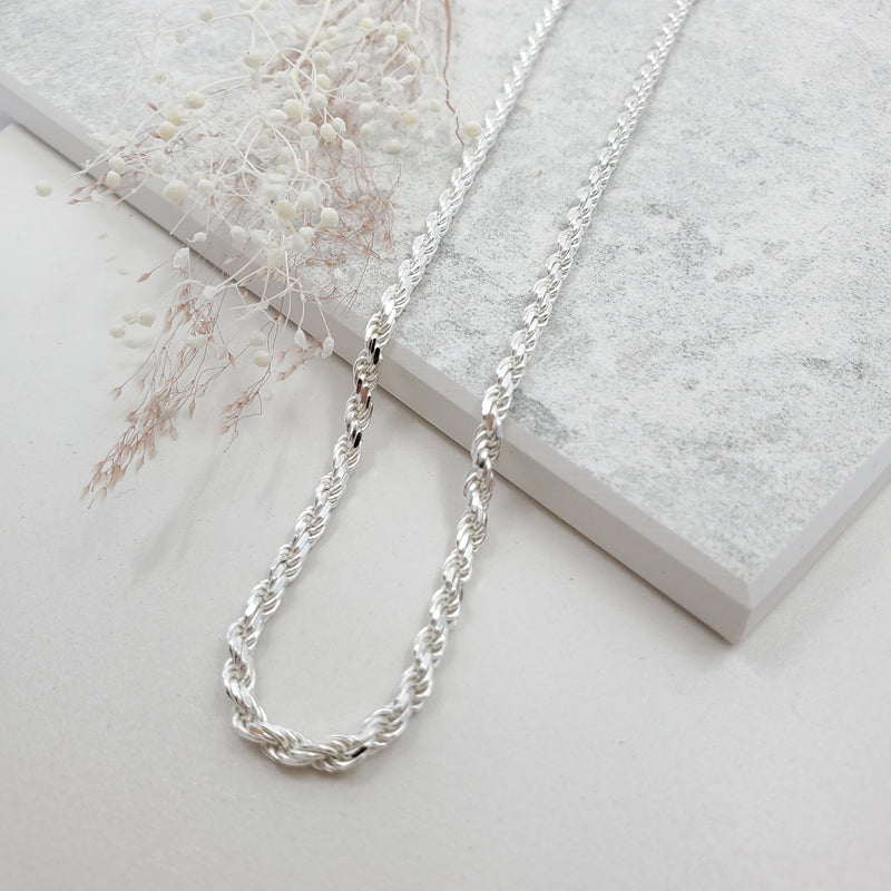 Diamond Cut Rope Chain Necklace