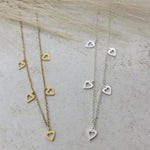 Five Dangling Open Hearts Necklace