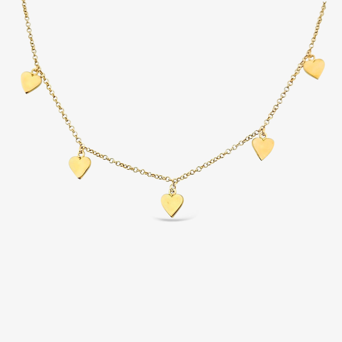 Five Dangling Hearts Necklace