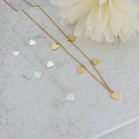 Five Dangling Hearts Necklace