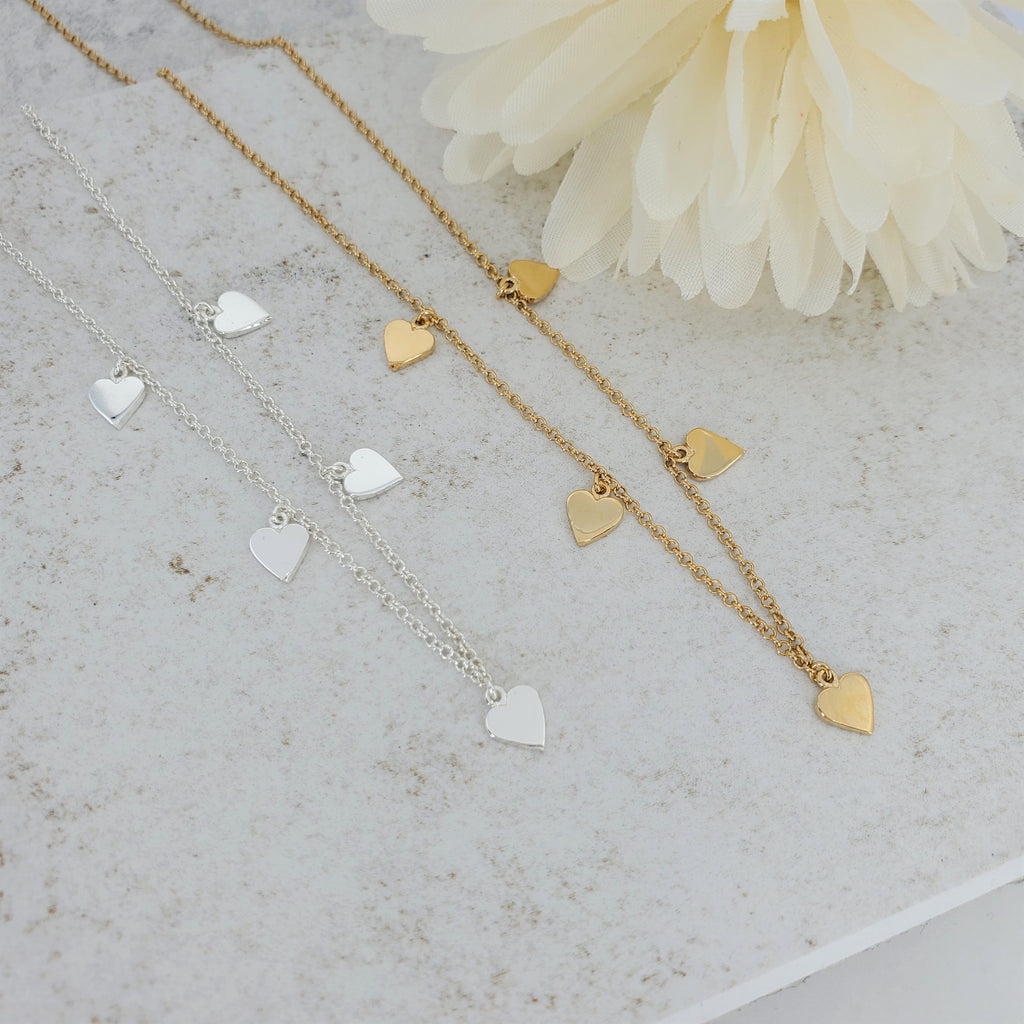 Five Dangling Hearts Necklace