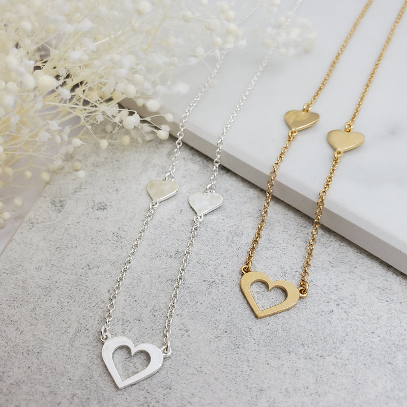 Three Hearts with One Open Heart Necklace