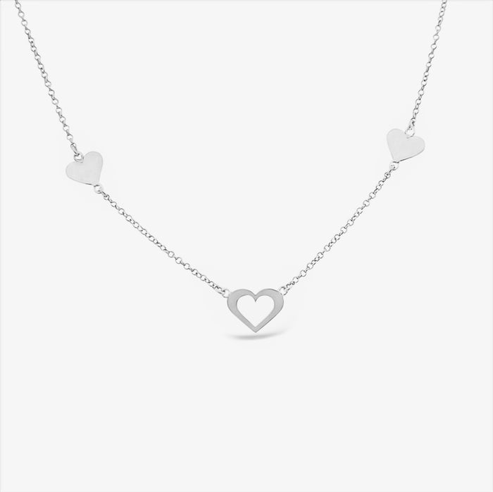 Three Hearts with One Open Heart Necklace