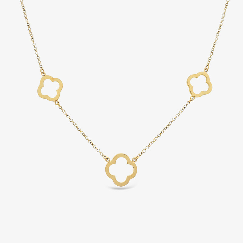 Three Open  Four Clover Necklace