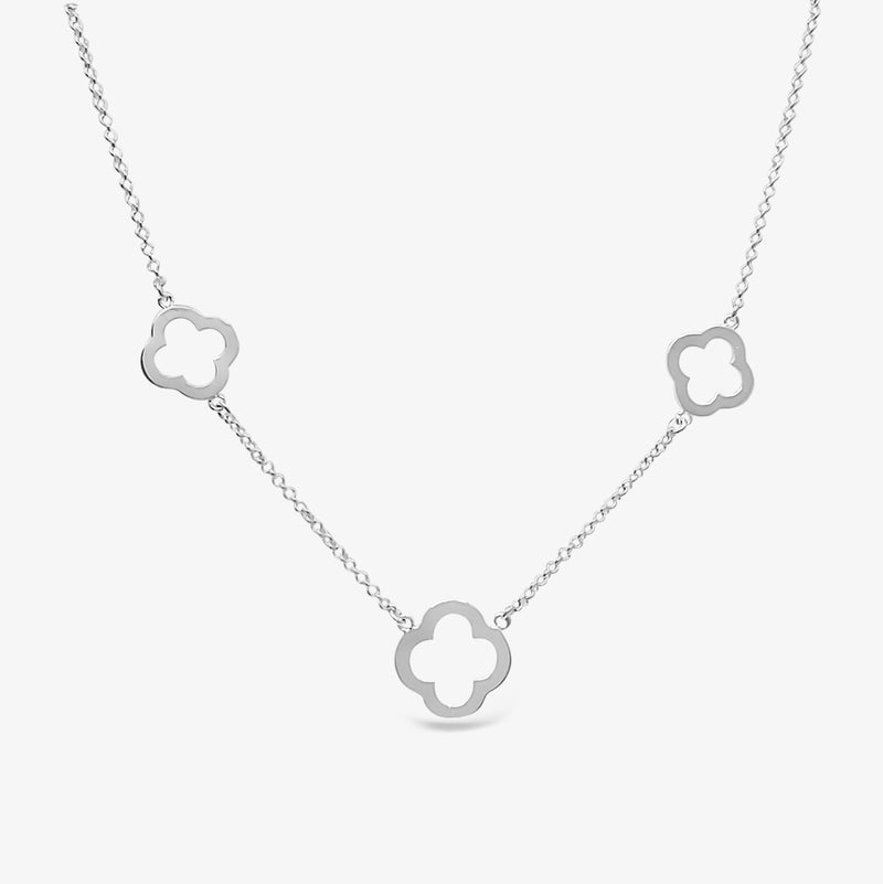 Three Open Four Clover Necklace