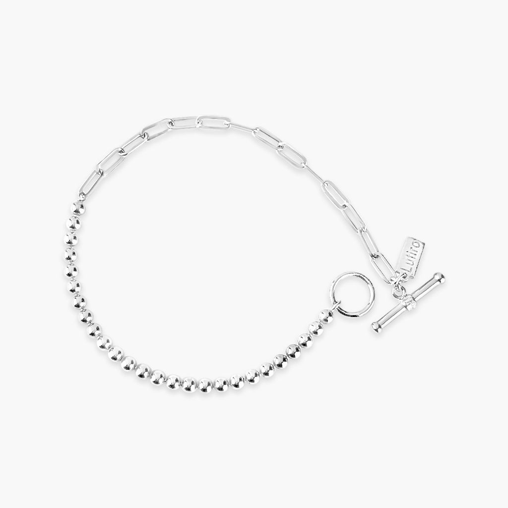Ball and Paperclip Chain Toggle Bracelet