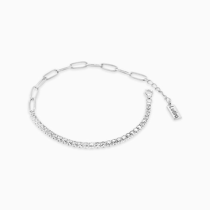 CZ Tennis and Paperclip Chain Bracelet