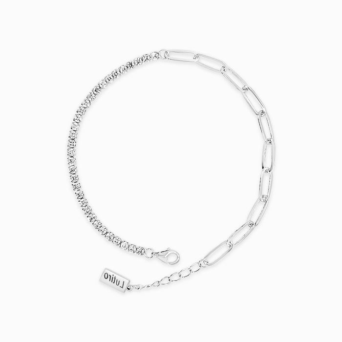 CZ Tennis and Paperclip Chain Bracelet