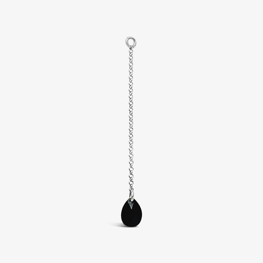 Single Briolette CZ Drop Earring-Black