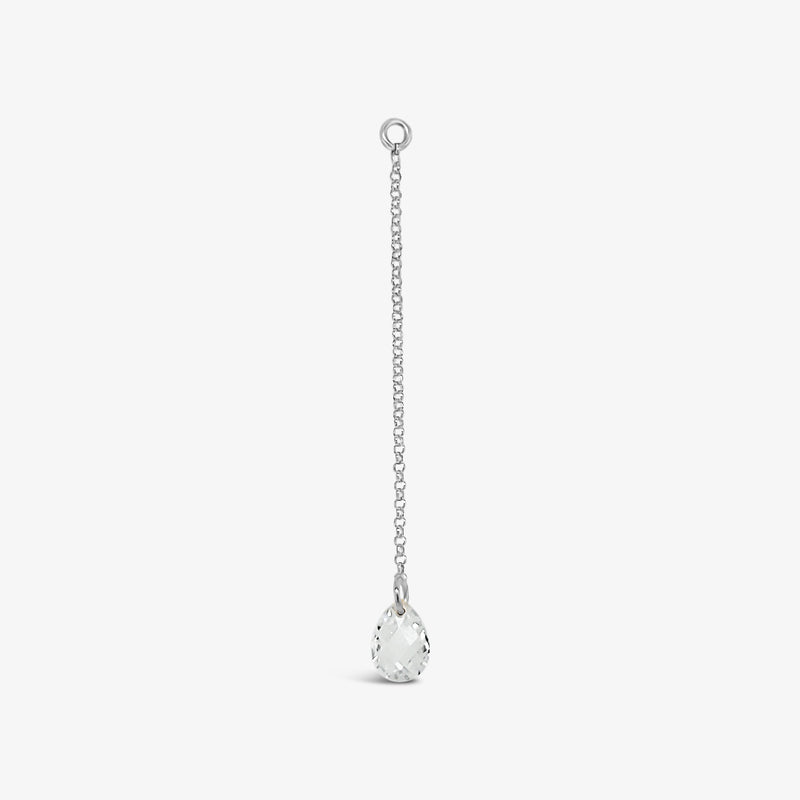 Single Briolette CZ Drop Earring-White