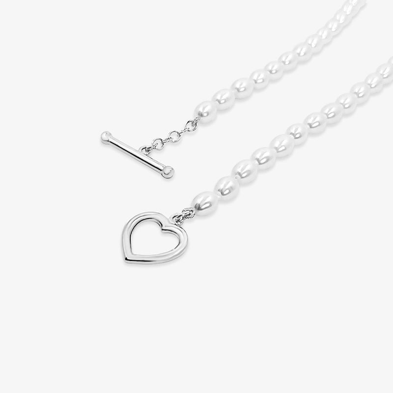 Heart Toggle Clasp with Freshwater Pearls Necklace